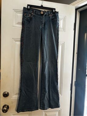 Z. Cavaricci Embellished Dark Blue Women's Flared Jeans, Women’s 8